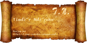 Timár Nándor névjegykártya